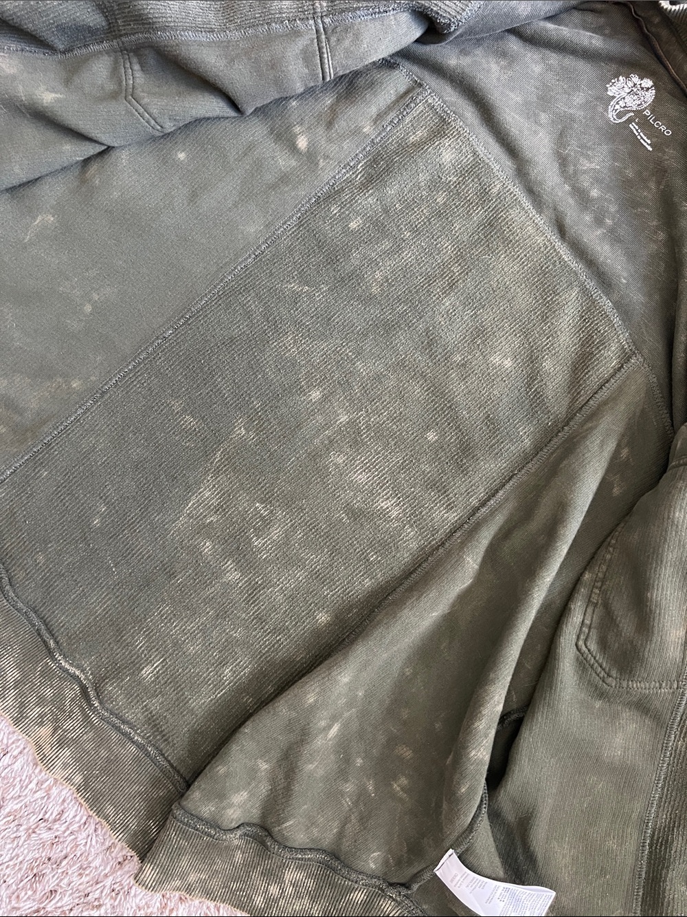 EUC PILCRO Relaxed Shirt Jacket Button Down Olive Distressed 100% Cotton L - Picture 11 of 16